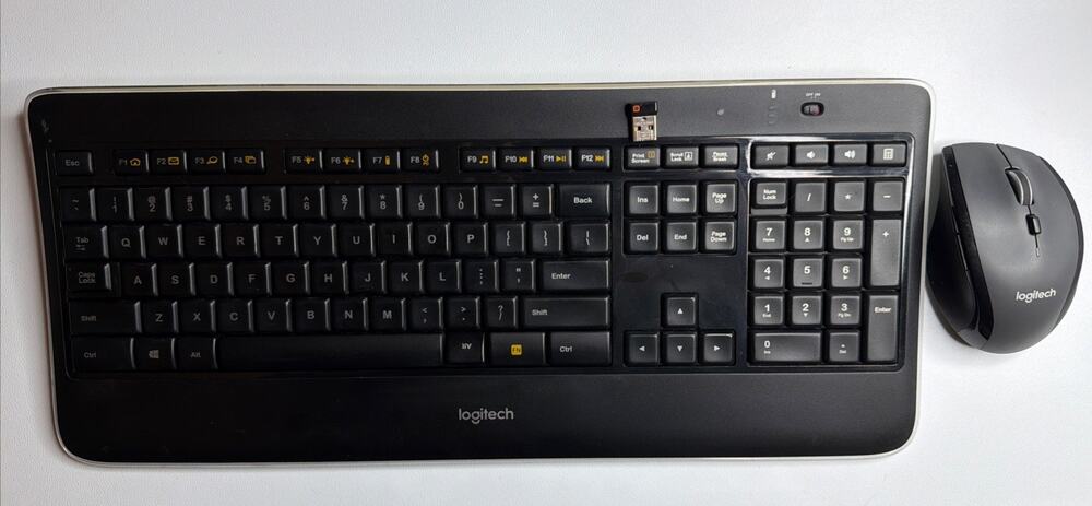 Logitech K800 Illuminated Wireless Keyboard W/USB Dongle + M705 Mouse Tested